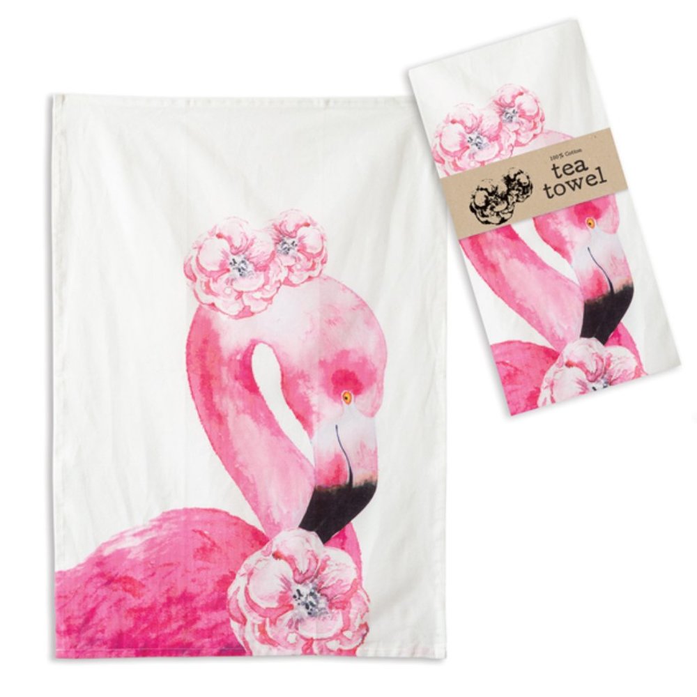 Flamingo Tea Towel - Box of 4